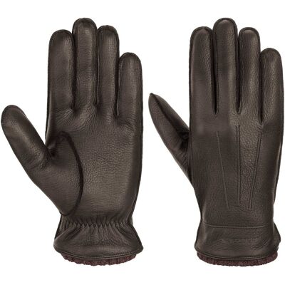 Gants en Cuir Deer Cashmere by Stetson marron foncé 7 1/2 HS Gants en Cuir Deer Cashmere by Stetson marron foncé 7 1/2 HS