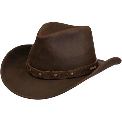 Chapeau en Cuir Calf Split Western by Stetson marron M (56-57 cm) Chapeau en Cuir Calf Split Western by Stetson marron M (56-57 cm)