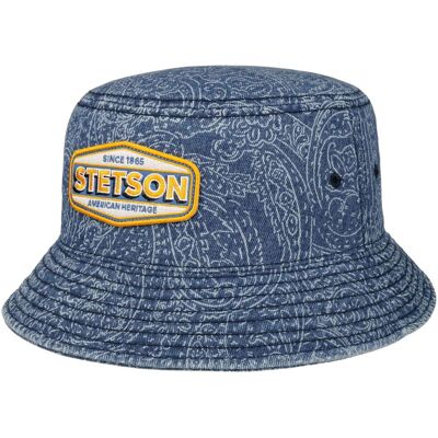 Chapeau en Coton Paisley Logo Bucket by Stetson bleu M (56-57 cm) Chapeau en Coton Paisley Logo Bucket by Stetson bleu M (56-57 cm)
