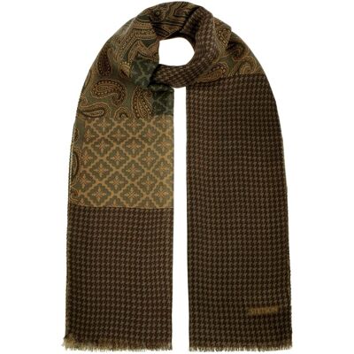 Écharpe en Laine Houndstooth Paisley by Stetson beige-vert One Size Écharpe en Laine Houndstooth Paisley by Stetson beige-vert One Size