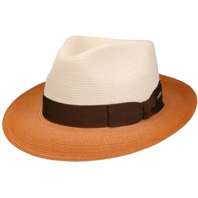 Chapeau Oakerton Fedora Toyo by Stetson blanc-orange XL (60-61 cm) Chapeau Oakerton Fedora Toyo by Stetson blanc-orange XL (60-61 cm)