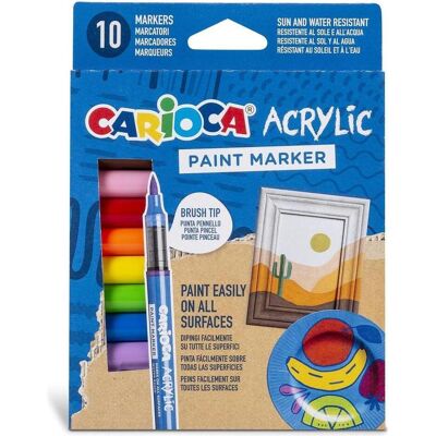 Carioca, Marqueur, Acrylmarker mit Pinsel 10 Farben (10x) Carioca, Marqueur, Acrylmarker mit Pinsel 10 Farben (10x)