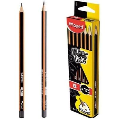 Maped, Crayon à papier + critérium, M850024 Crayons Black'Peps, B, 12 pièces, noir/orange (2.20 mm, B, 12x) Maped, Crayon à papier + critérium, M850024 Crayons Black'Peps, B, 12 pièces, noir/orange (2.20 mm, B, 12x)