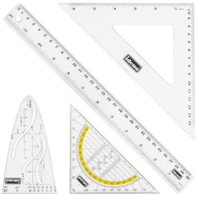 Idena, Règle, Set de géo 4 pièces 30cm, avec parabole (30 cm, Matières plastiques) Idena, Règle, Set de géo 4 pièces 30cm, avec parabole (30 cm, Matières plastiques)
