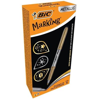 Bic, Marqueur, Marqueur Marking Metallic Ink en or et argent. (12 pièces) (12x) Bic, Marqueur, Marqueur Marking Metallic Ink en or et argent. (12 pièces) (12x)
