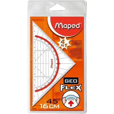 Maped, Règle, Géodirecteur Geo-Flex, hypoténuse : 160 mm (16 cm, Matières plastiques) Maped, Règle, Géodirecteur Geo-Flex, hypoténuse : 160 mm (16 cm, Matières plastiques)