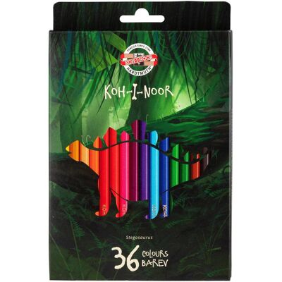 Koh-i-Noor, Écriture + dessin, Crayons de couleur Dino, 36 couleurs (36x) Koh-i-Noor, Écriture + dessin, Crayons de couleur Dino, 36 couleurs (36x)
