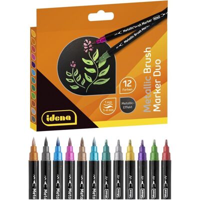 Idena, Marqueur, Marqueur brosse métallique DUO 12 couleurs (12x) Idena, Marqueur, Marqueur brosse métallique DUO 12 couleurs (12x)
