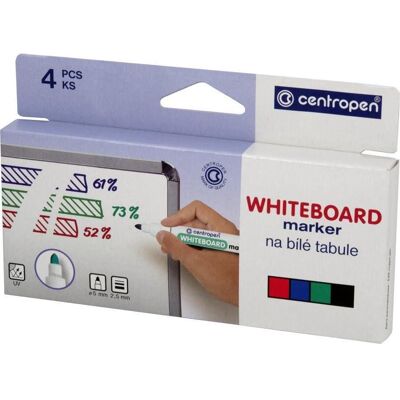 Marqueur Tableaux Blancs Centropen 8559 - Multi-couleurs, 2,5mm, Pack de 4 Marqueur Tableaux Blancs Centropen 8559 - Multi-couleurs, 2,5mm, Pack de 4
