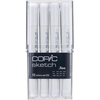 Copic, Marqueur, Marqueur sketch, jeu de 12 "Gris "ne CG". (12x) Copic, Marqueur, Marqueur sketch, jeu de 12 "Gris "ne CG". (12x)