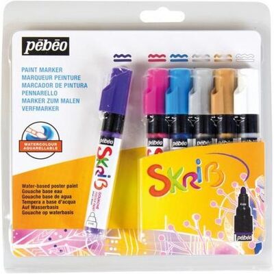 Pebeo, Marqueur, Skrib Paint Marker Gouache Set 6 Marqueurs Poesie (6x) Pebeo, Marqueur, Skrib Paint Marker Gouache Set 6 Marqueurs Poesie (6x)
