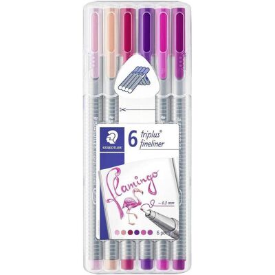 Staedtler Stylo, fineliner triplus 334 Fineliner à trois pans Box de 6 pièces, triées, Flamingo (6x) Staedtler Stylo, fineliner triplus 334 Fineliner à trois pans Box de 6 pièces, triées, Flamingo (6x)