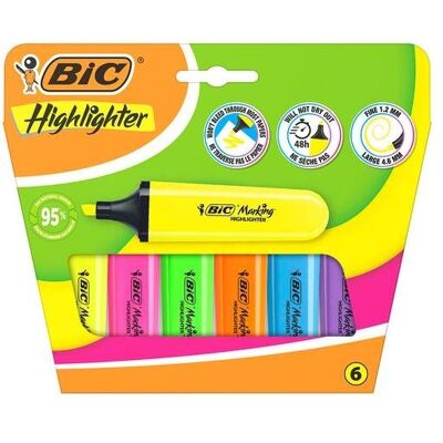Bic, Marqueur, Flache Neon-Textmarker-Mischung, 6 Stück (6x) Bic, Marqueur, Flache Neon-Textmarker-Mischung, 6 Stück (6x)