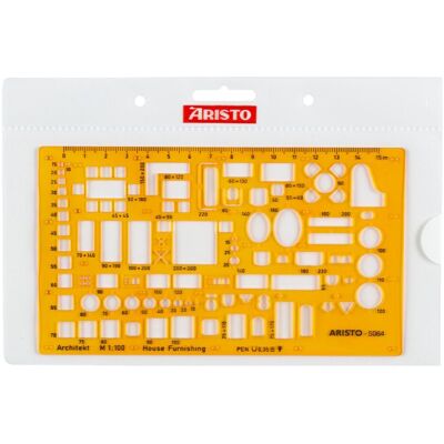 Aristo Échelle 1:100 Jaune - Gabarit Mobilier Aristo Échelle 1:100 Jaune - Gabarit Mobilier