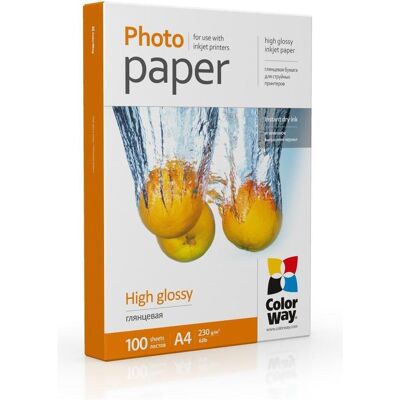 Colorway Blanc brillant (230 g/m², A4, 100 pcs), Papier photo, Blanc Colorway Blanc brillant (230 g/m², A4, 100 pcs), Papier photo, Blanc