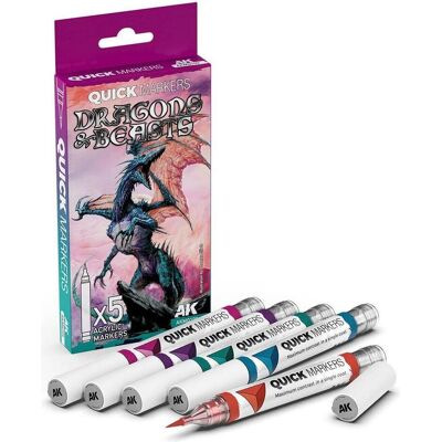 AK Interactive, Marqueur, Dragons & Beasts Quck Markers Set AK Interactive, Marqueur, Dragons & Beasts Quck Markers Set