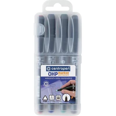 Centropen, Marqueur, Lot de marqueurs 2636 F – 4 couleurs – Marqueurs pour rétroprojecteur (4x) Centropen, Marqueur, Lot de marqueurs 2636 F – 4 couleurs – Marqueurs pour rétroprojecteur (4x)