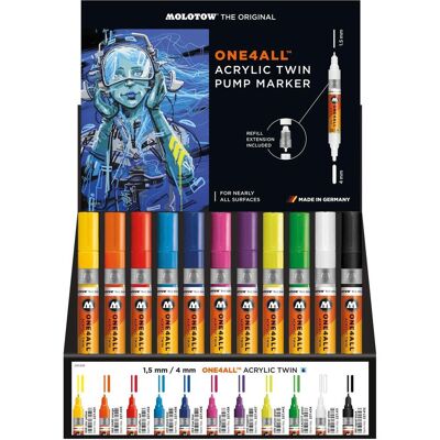 Molotow, Marqueur, Marqueur acrylique Sales Display Acrylic Twin II (33x) Molotow, Marqueur, Marqueur acrylique Sales Display Acrylic Twin II (33x)