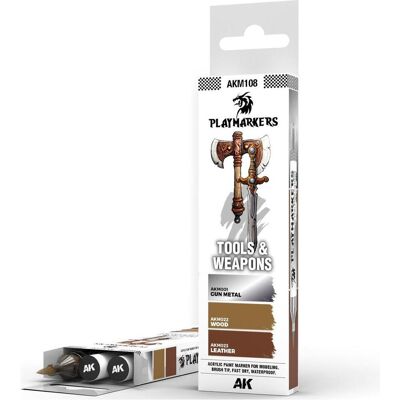 AK Interactive, Marqueur, - Playmarker Set Tools & Weapons (3 Markers) (3x) AK Interactive, Marqueur, - Playmarker Set Tools & Weapons (3 Markers) (3x)