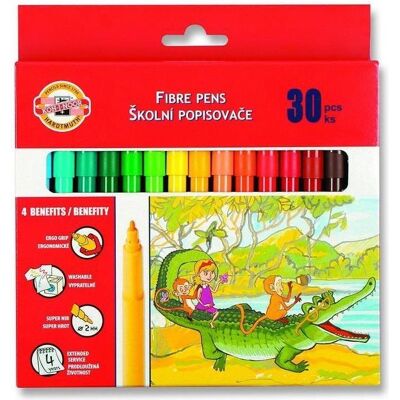 Koh-i-Noor, Marqueur, Crayons-feutres 30 couleurs dans une boîte (30x) Koh-i-Noor, Marqueur, Crayons-feutres 30 couleurs dans une boîte (30x)