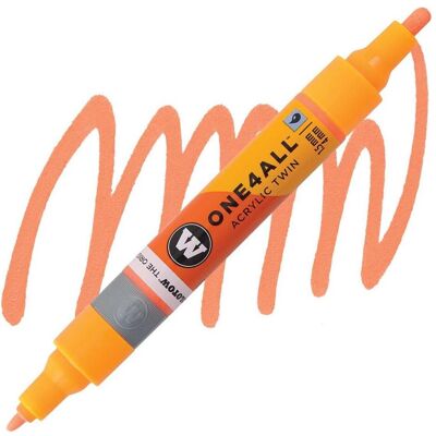Molotow, Marqueur, Marqueur pour Maquettes - One4All Twin - Acrylique Orange Fluo Phospho. - 1,5/4mm - -218 - 15 cm (1x) Molotow, Marqueur, Marqueur pour Maquettes - One4All Twin - Acrylique Orange Fluo Phospho. - 1,5/4mm - -218 - 15 cm (1x)