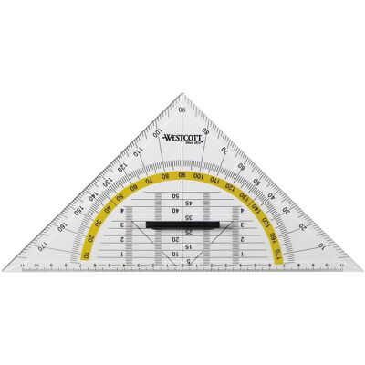 Équerre géométrique Westcott - 220 mm, Transparente, Lot de 18 Équerre géométrique Westcott - 220 mm, Transparente, Lot de 18