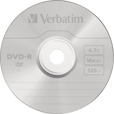 Verbatim DVD-R, 4,7 Go, 16x, paquet de 5 (5x), Support de données optiques Verbatim DVD-R, 4,7 Go, 16x, paquet de 5 (5x), Support de données optiques