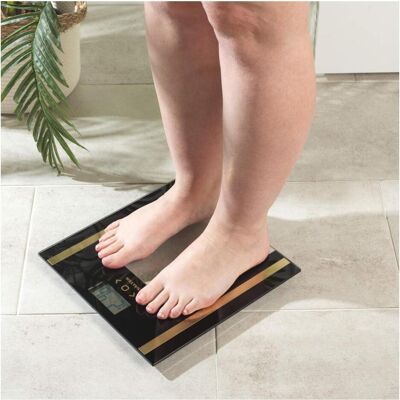 Salter, Pèse-personne, Scales SA00550BGCFAS Glass Analyser Bathroom Scale Black/Gold (150 kg) Salter, Pèse-personne, Scales SA00550BGCFAS Glass Analyser Bathroom Scale Black/Gold (150 kg)