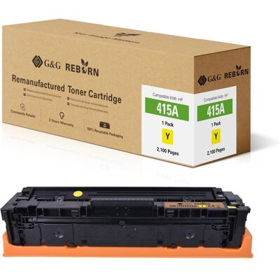 G&G Toner Jaune HP 415A - Écologique, 2100 pages, Qualité G&G Toner Jaune HP 415A - Écologique, 2100 pages, Qualité