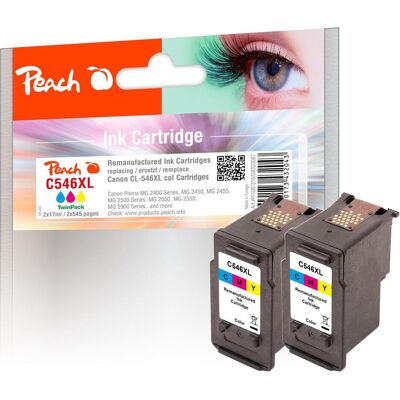 Peach, Cartouche d'impression, Lot de deux têtes d'impression couleur compatibles avec Canon CL-546XL*2, 8288B001*2 Peach, Cartouche d'impression, Lot de deux têtes d'impression couleur compatibles avec Canon CL-546XL*2, 8288B001*2