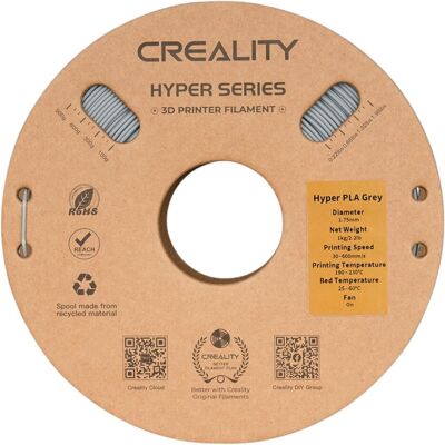 Creality Hyper Vitesse (PLA, 1.75 mm, 1000 g), Filament 3D, Gris Creality Hyper Vitesse (PLA, 1.75 mm, 1000 g), Filament 3D, Gris