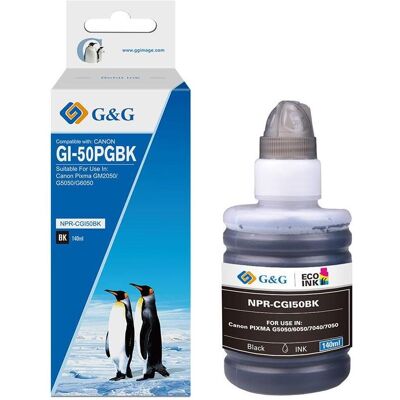 G&G, Cartouche d'impression, Nachfülltinte Canon GI-50 PGBK/ 3386C001 BK (140 ml) (CF, PGBK) G&G, Cartouche d'impression, Nachfülltinte Canon GI-50 PGBK/ 3386C001 BK (140 ml) (CF, PGBK)