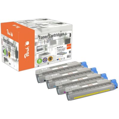Peach, Toner, Lot économique de cartouches de toner remplaçant les références Oki 46507616, 46507615, 46507614 et Peach, Toner, Lot économique de cartouches de toner remplaçant les références Oki 46507616, 46507615, 46507614 et
