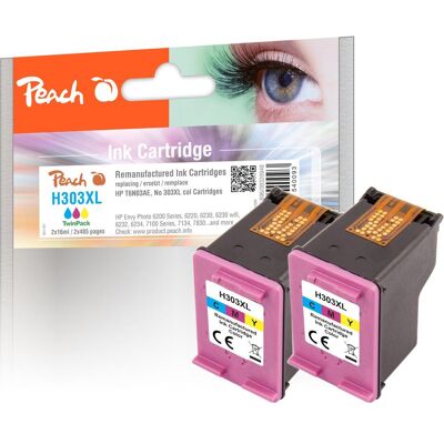 Peach, Cartouche d'impression, Lot de deux têtes d'impression couleur compatibles avec les références HP n° 303XL C*2, T6N03AE*2 (Color) Peach, Cartouche d'impression, Lot de deux têtes d'impression couleur compatibles avec les références HP n° 303XL C*2, T6N03AE*2 (Color)