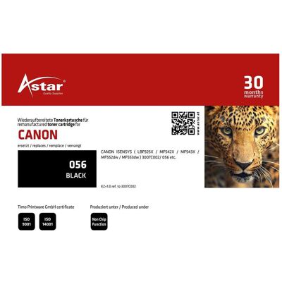 Astar, Toner, AS20452 CANON 056 LBP Cartridge black rebuilt 10.000Seiten Astar, Toner, AS20452 CANON 056 LBP Cartridge black rebuilt 10.000Seiten