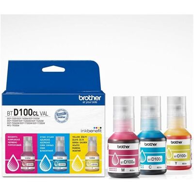 Brother Cartouche d'impression, BTD100CLVAL INK BOTTLE Value Pack Each Brother Cartouche d'impression, BTD100CLVAL INK BOTTLE Value Pack Each