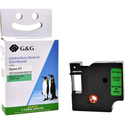 G&G, Ruban d'étiquetage, Compatible avec DYMO D1/ 45019/ S0720590 ruban (12mm x 7m) sur - Marque: G & G (1.20 cm, Vert) G&G, Ruban d'étiquetage, Compatible avec DYMO D1/ 45019/ S0720590 ruban (12mm x 7m) sur - Marque: G & G (1.20 cm, Vert)