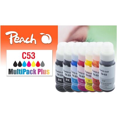 Peach, Cartouche d'impression, Cartouches d'encre Spar Pack Plus, en remplacement des cartouches Canon GI-53 (C, CF, GY, M, R, Y) Peach, Cartouche d'impression, Cartouches d'encre Spar Pack Plus, en remplacement des cartouches Canon GI-53 (C, CF, GY, M, R, Y)