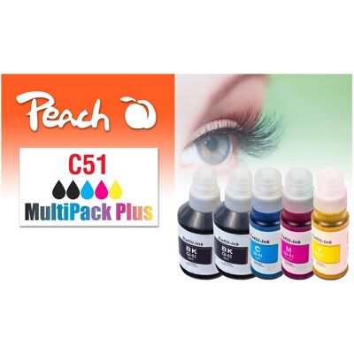 Peach, Cartouche d'impression, Cartouches d'encre Spar Pack Plus, en remplacement des cartouches Canon GI-51 (C, M, PGBK, Y) Peach, Cartouche d'impression, Cartouches d'encre Spar Pack Plus, en remplacement des cartouches Canon GI-51 (C, M, PGBK, Y)