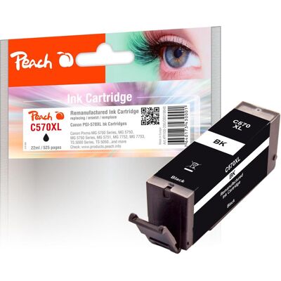 Peach, Cartouche d'impression, XL-Tintenpatrone schwarz kompatibel zu Canon PGI-570XLPGBK, 0318C001 Peach, Cartouche d'impression, XL-Tintenpatrone schwarz kompatibel zu Canon PGI-570XLPGBK, 0318C001