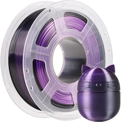 Anycubic PLA Silk Filament DC 1kg Black Purple (PLA, 1.75 mm, 1000 g), Filament 3D, Multicolore, Noir, Violet Anycubic PLA Silk Filament DC 1kg Black Purple (PLA, 1.75 mm, 1000 g), Filament 3D, Multicolore, Noir, Violet