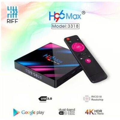 Riff Lecteur vidéo H96 16 Go, lecteur multimédia 4K, boîtier Smart TV, 2 Go + 16 Go, Android 10.0, Wi-Fi (16 Go, Android 10), Boîtier de diffusion en continu, Noir Riff Lecteur vidéo H96 16 Go, lecteur multimédia 4K, boîtier Smart TV, 2 Go + 16 Go, Android 10.0, Wi-Fi (16 Go, Android 10), Boîtier de diffusion en continu, Noir