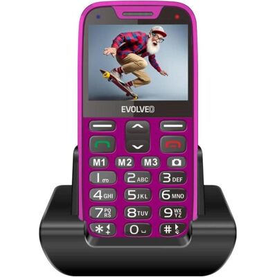 Evolveo EasyPhone XR + support rose / 2,3" / SOS / Bluetooth / FM / microSD (2.30"), Téléphone portable à touches, Rose Evolveo EasyPhone XR + support rose / 2,3" / SOS / Bluetooth / FM / microSD (2.30"), Téléphone portable à touches, Rose