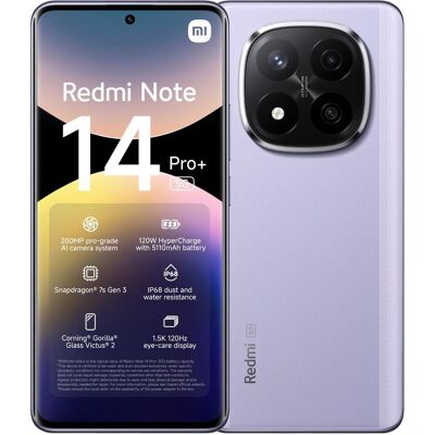 Xiaomi Redmi Note 14 Pro+ (512 Go, Lavender Purple, 6.67", Double SIM, 5G), Téléphone portable, Violet Xiaomi Redmi Note 14 Pro+ (512 Go, Lavender Purple, 6.67", Double SIM, 5G), Téléphone portable, Violet