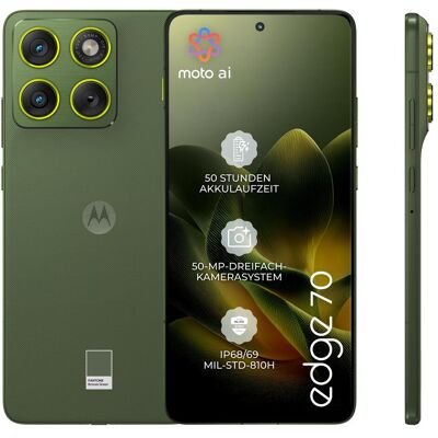 Motorola Edge 70 (512 Go, Pantone Bronze Green, 6.67", SIM + eSIM, 5G), Téléphone portable, Vert Motorola Edge 70 (512 Go, Pantone Bronze Green, 6.67", SIM + eSIM, 5G), Téléphone portable, Vert