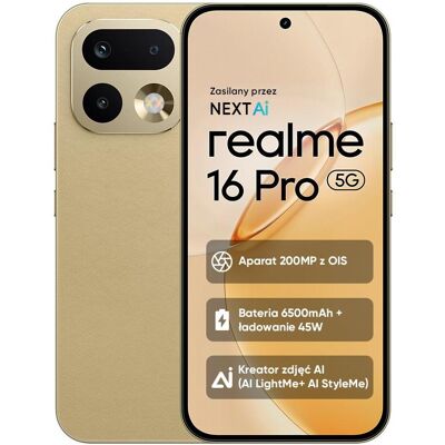 realme 16 Pro 5G 8/512 Go Master Gold (512 Go, Maître Or, 6.78", Double SIM, 5G), Téléphone portable, Or realme 16 Pro 5G 8/512 Go Master Gold (512 Go, Maître Or, 6.78", Double SIM, 5G), Téléphone portable, Or