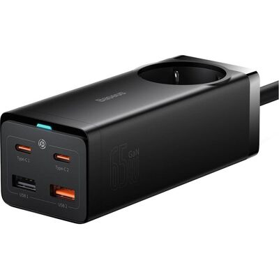 Baseus Barrette d'alimentation GaN3 Pro (65 W, 4 ports), Chargeur USB, Noir Baseus Barrette d'alimentation GaN3 Pro (65 W, 4 ports), Chargeur USB, Noir