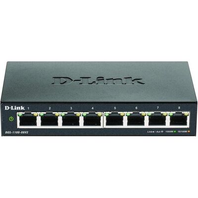 D-Link ??akotuvas Smart Gigabit Ethernet jungiklis DGS-110-08V2 Valdomas stalinis maitinimo??altinis (8 ports), Switch réseau, Noir D-Link ??akotuvas Smart Gigabit Ethernet jungiklis DGS-110-08V2 Valdomas stalinis maitinimo??altinis (8 ports), Switch réseau, Noir