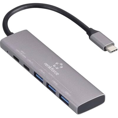 Renkforce RF-USBH-280 5 Port USB 3.2 Gen 1-Hub (USB 3.0) USB-C PD Ladeanschluss (USB-C, 5 ports), Station d’accueil + hub USB, Gris Renkforce RF-USBH-280 5 Port USB 3.2 Gen 1-Hub (USB 3.0) USB-C PD Ladeanschluss (USB-C, 5 ports), Station d’accueil + hub USB, Gris