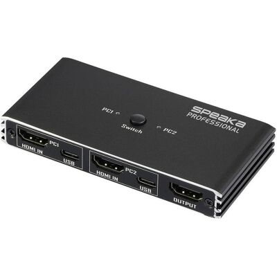 SpeaKa Professional HDMI 2 Slim KVM 2X1 USB2 +IR, Black Switch HDMI, Commutateur KVM, Noir SpeaKa Professional HDMI 2 Slim KVM 2X1 USB2 +IR, Black Switch HDMI, Commutateur KVM, Noir